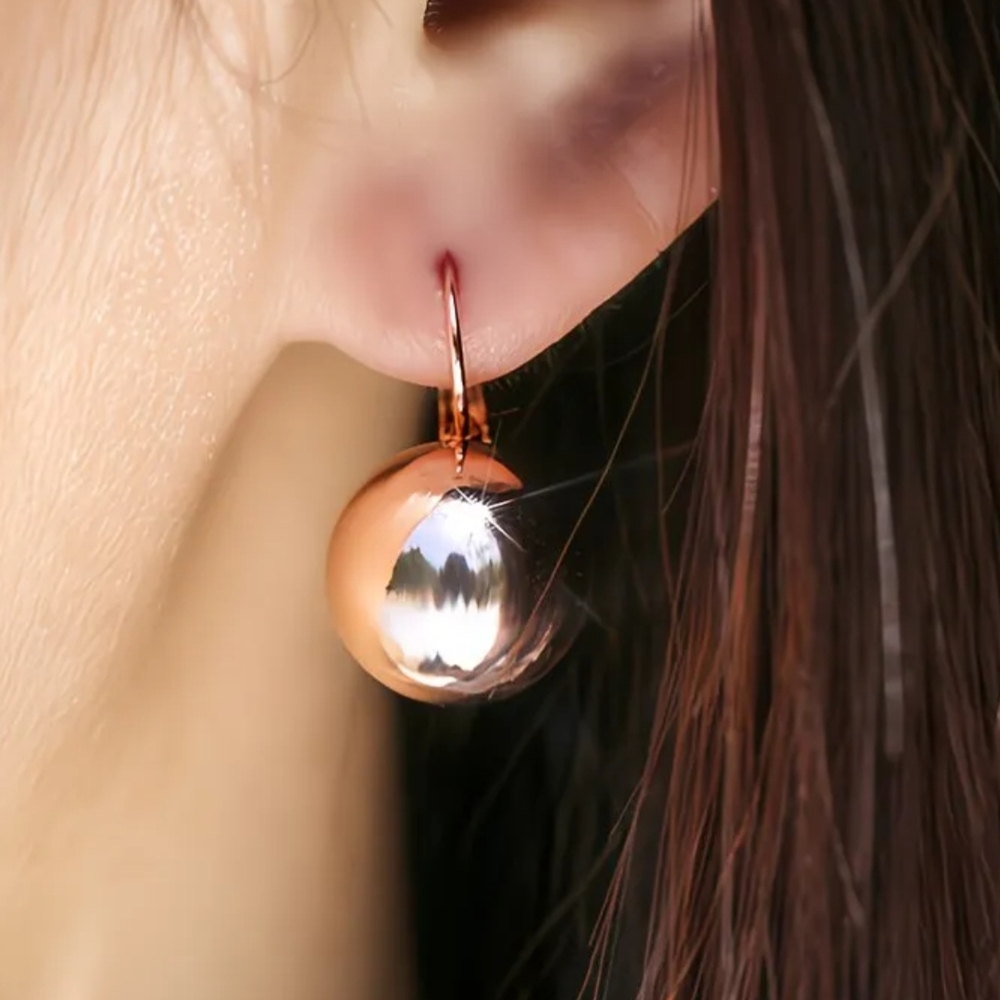 Rose Gold Ball Earrings